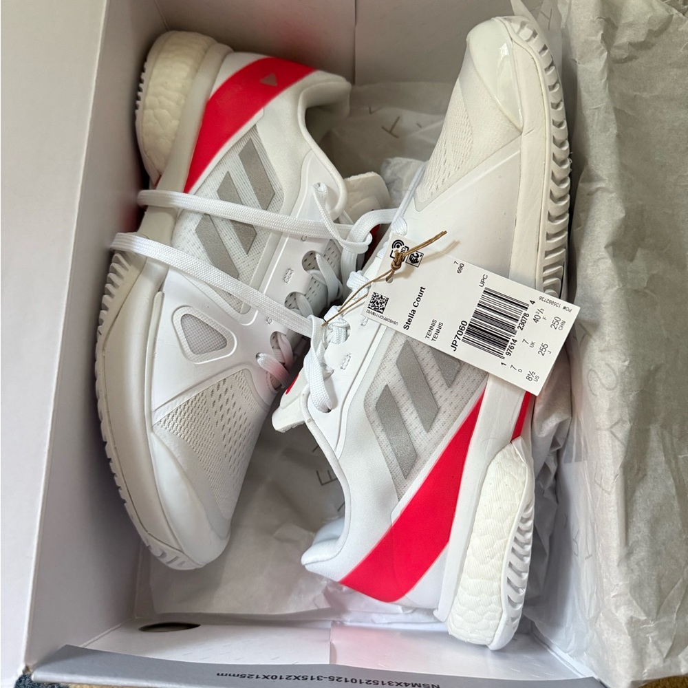 Adidas Stella Court White and Red Tennis Shoes NWT 8.5